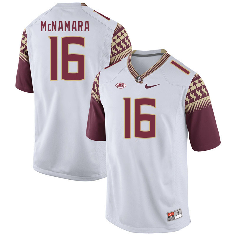 Men #16 Dylan McNamara Florida State Seminoles College Football Jerseys Stitched-White